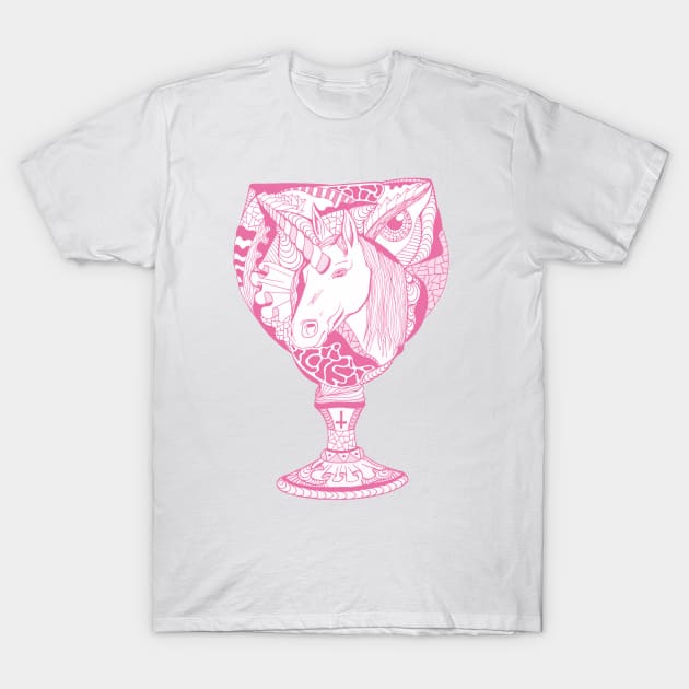 Pink  Unicorn Goblet T-Shirt by kenallouis